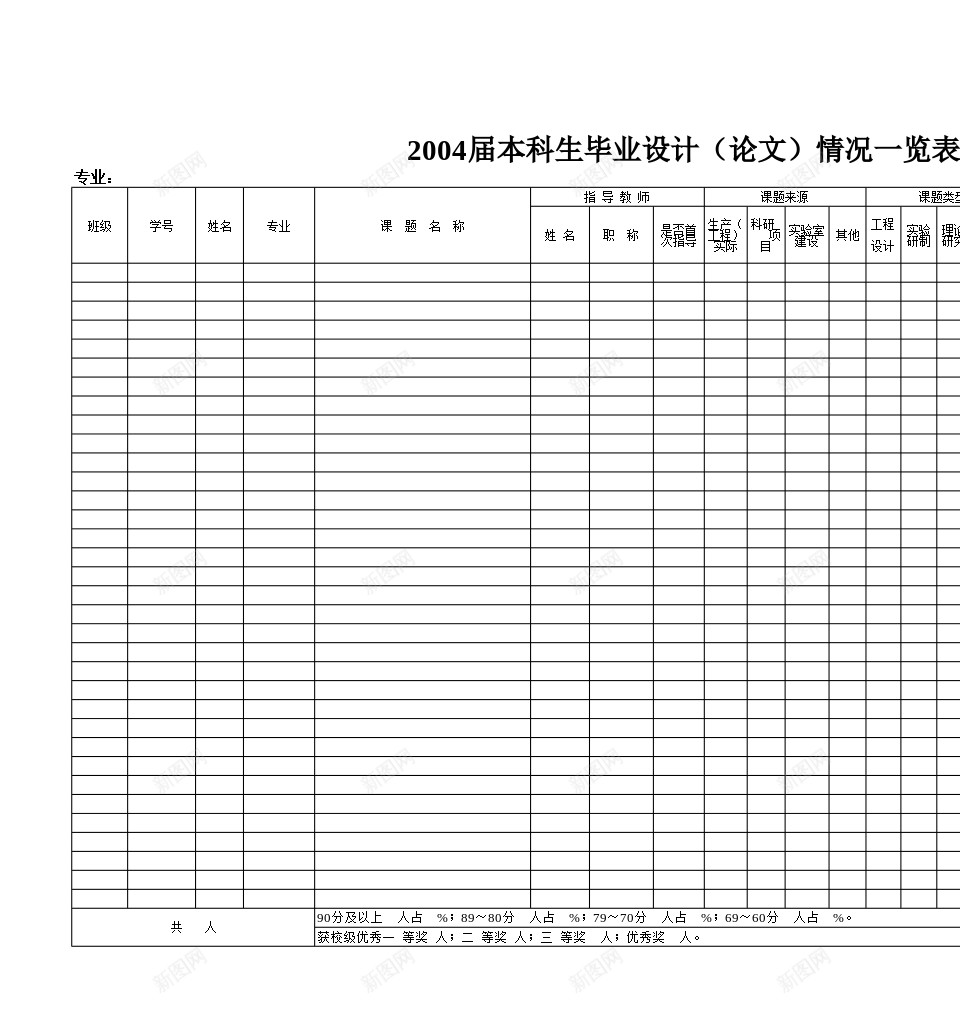 毕业论文表格办公Excel_新图网 https://ixintu.com 毕业论文 表格