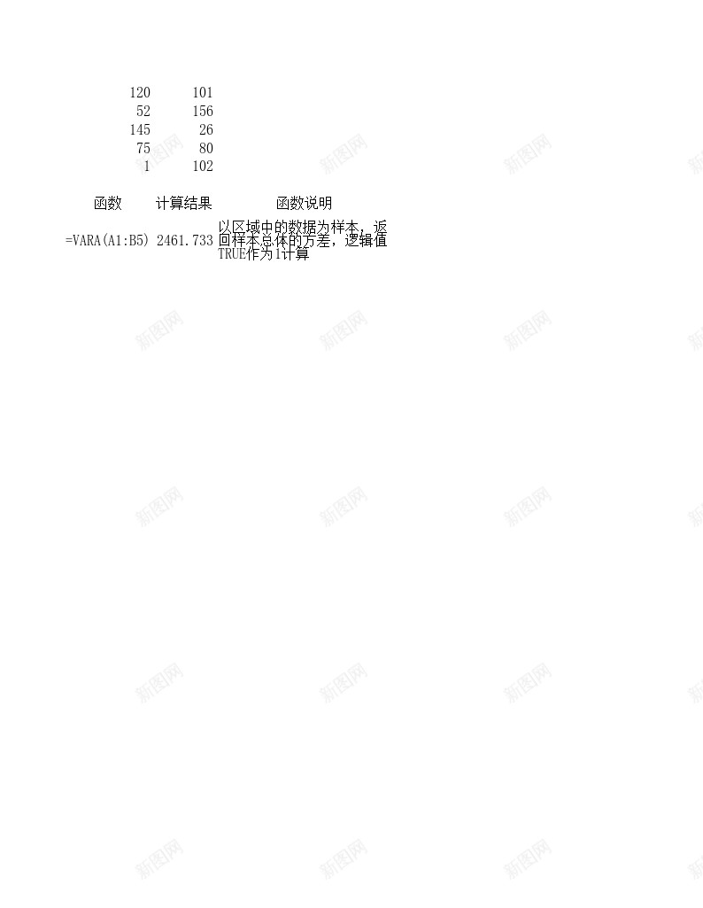 VARA统计函数办公Excel_新图网 https://ixintu.com 函数 统计