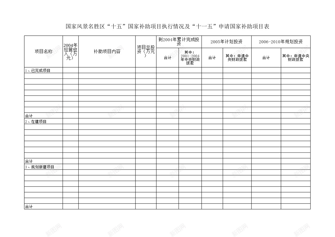 国家风景名胜区申请国家补助项目表办公Excel_新图网 https://ixintu.com 名胜区 国家 申请 申请国 补助 项目表 风景 风景名胜