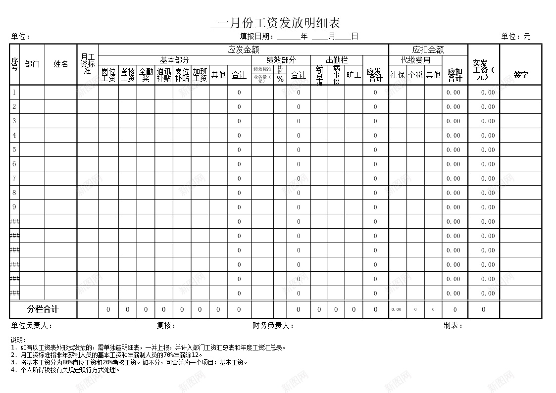 工资条表格办公Excel_新图网 https://ixintu.com 工资 表格