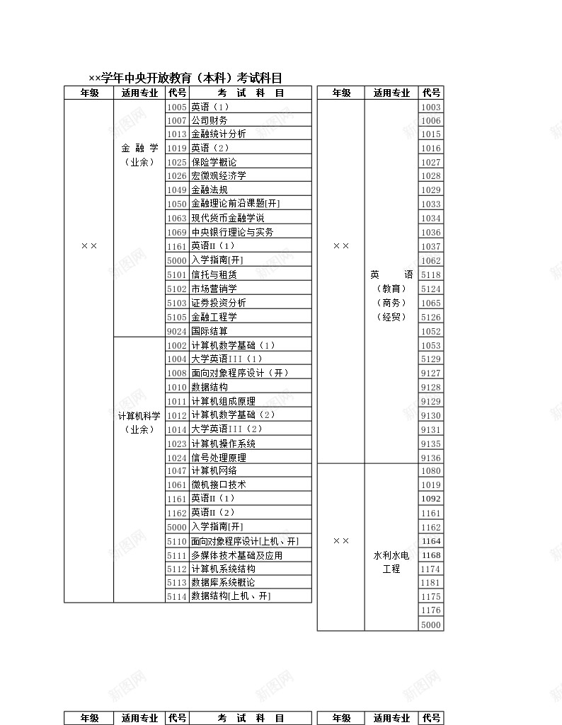 学年开放教育本科考试科目办公Excel_新图网 https://ixintu.com 学年 开放教育 本科 科目 考试