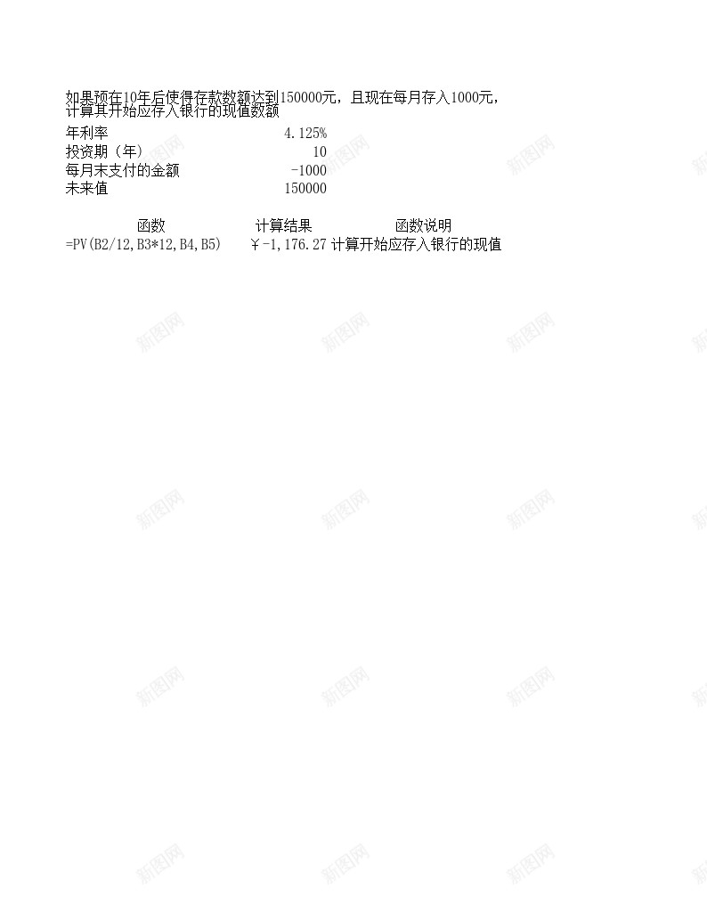 PV财务函数办公Excel_新图网 https://ixintu.com 函数 财务