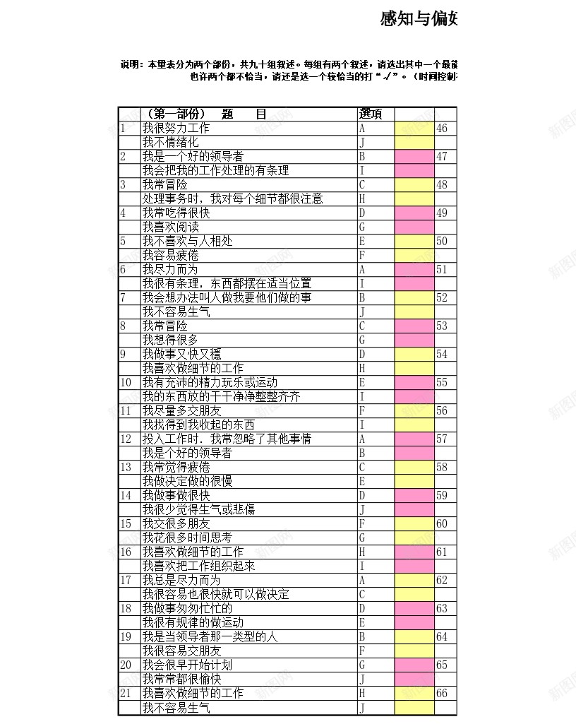 可用于面试的性格测试自动生成分析办公Excel_新图网 https://ixintu.com 分析 可用 性格测试 用于 自动生成 面试