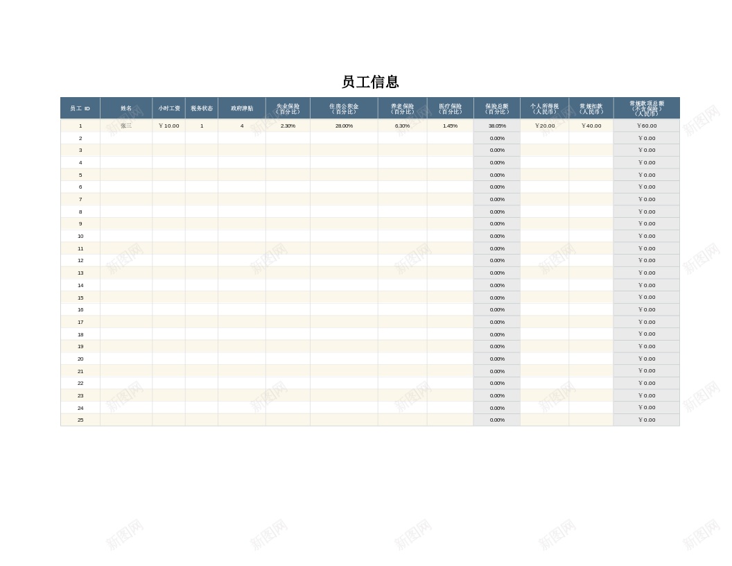 员工工资计算器办公Excel_新图网 https://ixintu.com 员工 工资 计算器