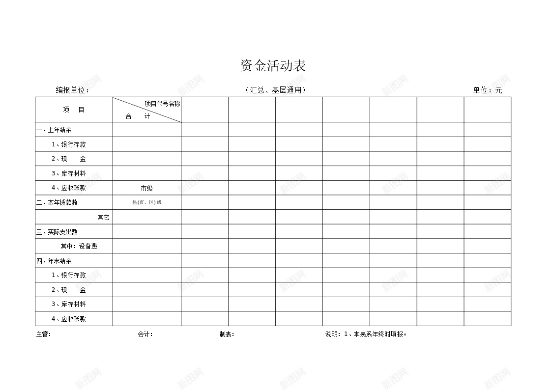 资金活动表办公Excel_新图网 https://ixintu.com 活动表 资金