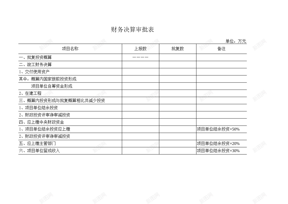 财务决算审批表办公Excel_新图网 https://ixintu.com 决算 审批表 财务