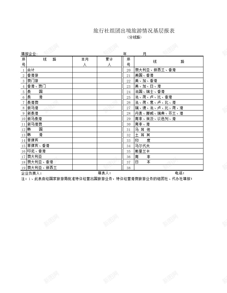 旅行社组团出境旅游情况基层报表办公Excel_新图网 https://ixintu.com 出境旅游 基层 情况 报表 旅行社 组团