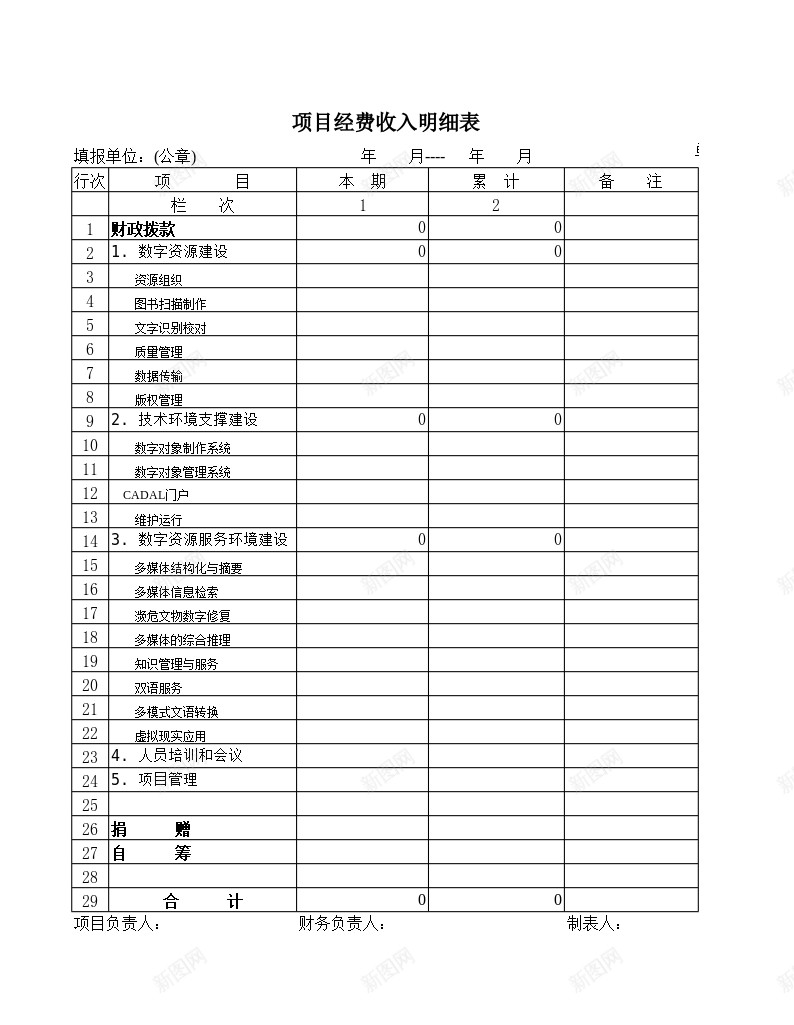 项目经费收入明细表办公Excel_新图网 https://ixintu.com 收入 明细表 经费 项目