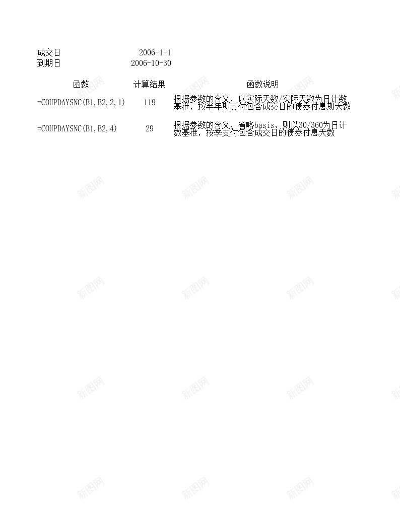 COUPDAYSNC财务函数办公Excel_新图网 https://ixintu.com 函数 财务