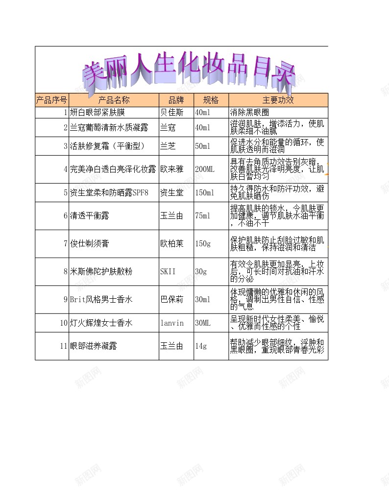 产品目录办公Excel_新图网 https://ixintu.com 产品目录