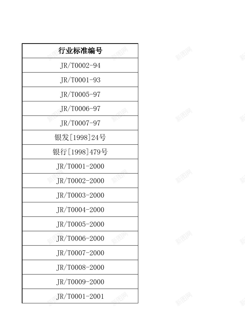 金融系统行业标准一览表办公Excel_新图网 https://ixintu.com 一览表 系统 行业标准 金融 金融系