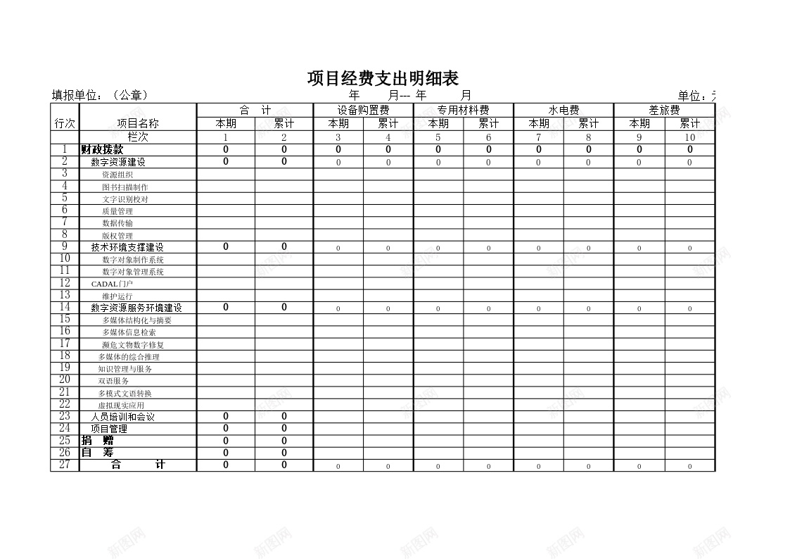 项目经费支出明细表办公Excel_新图网 https://ixintu.com 明细表 经费支出 项目