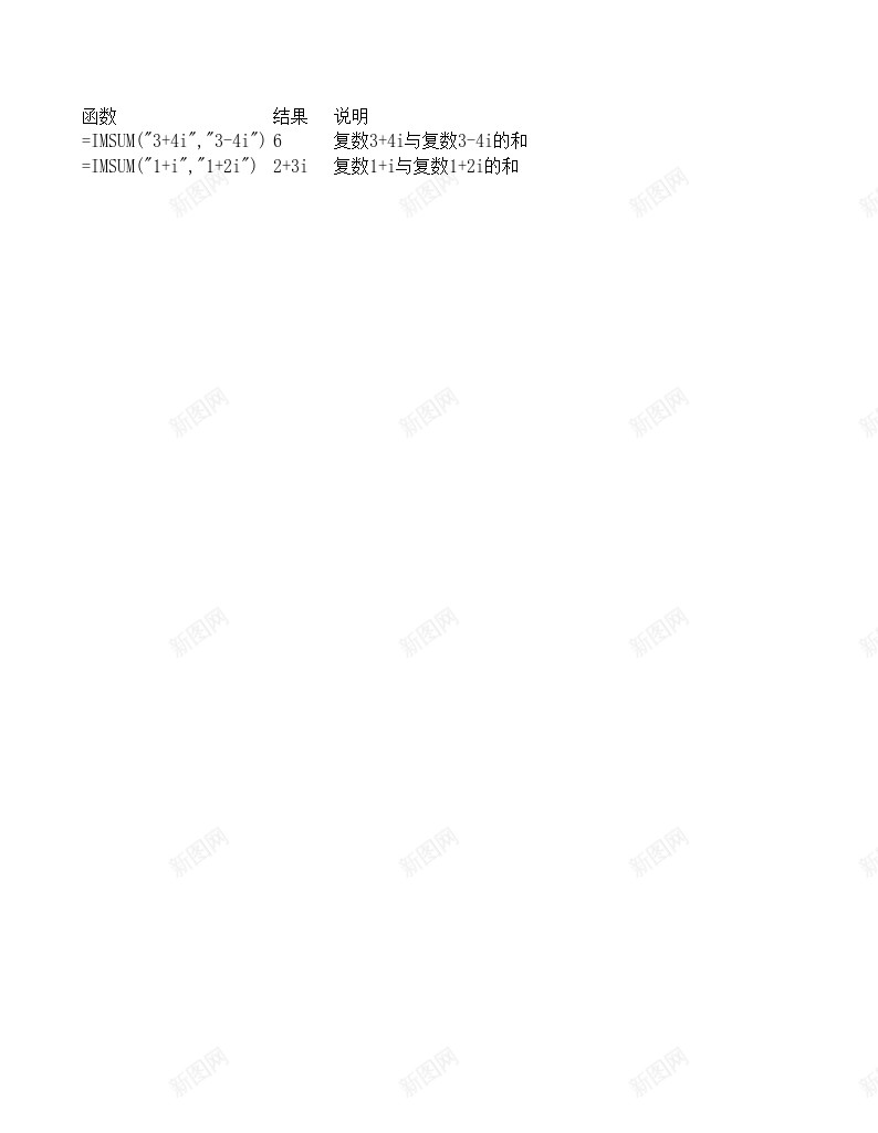 IMSUM工程函数办公Excel_新图网 https://ixintu.com 函数 工程