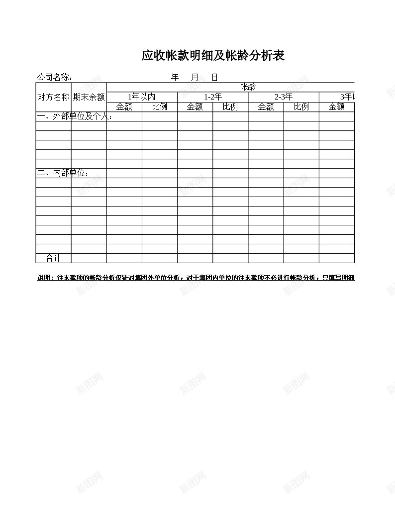应收款项及账龄分析Excel图表模板办公Excel_新图网 https://ixintu.com 分析 分析图 图表 应收 应收款 模板 款项 账龄