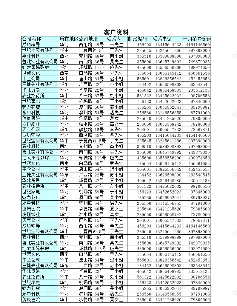 客户资料管理表办公Excel_新图网 https://ixintu.com 客户 管理 资料