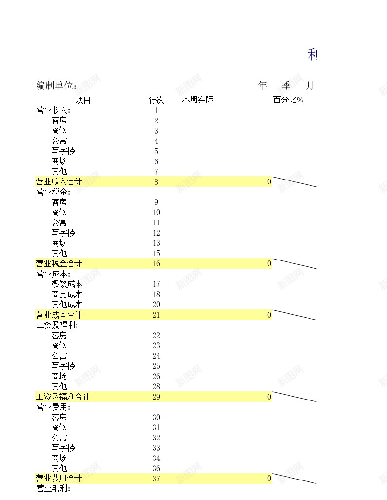 利润表2办公Excel_新图网 https://ixintu.com 利润表