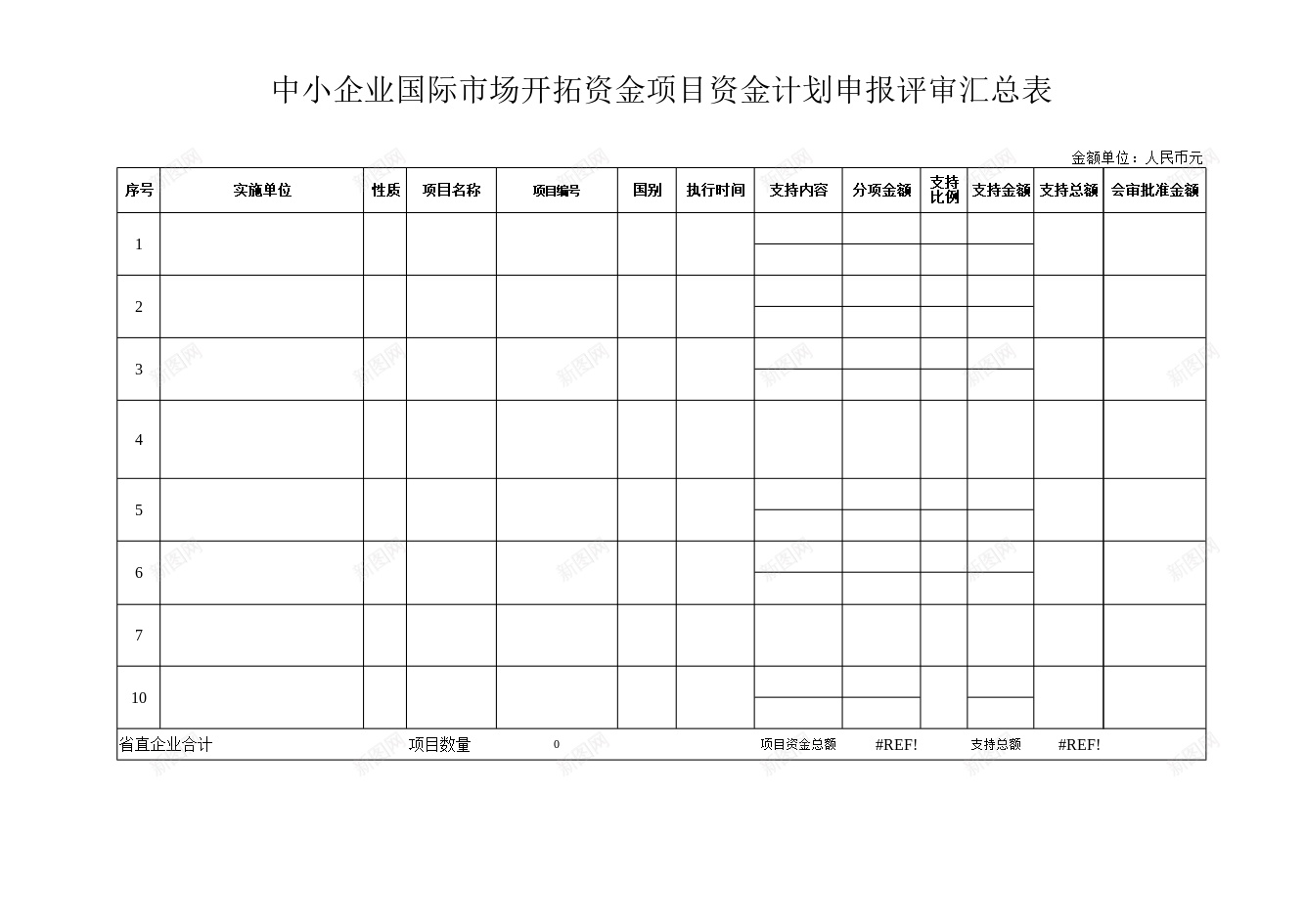 开拓资金项目资金计划申报评审表办公Excel_新图网 https://ixintu.com 开拓 申报 计划 评审 资金 项目