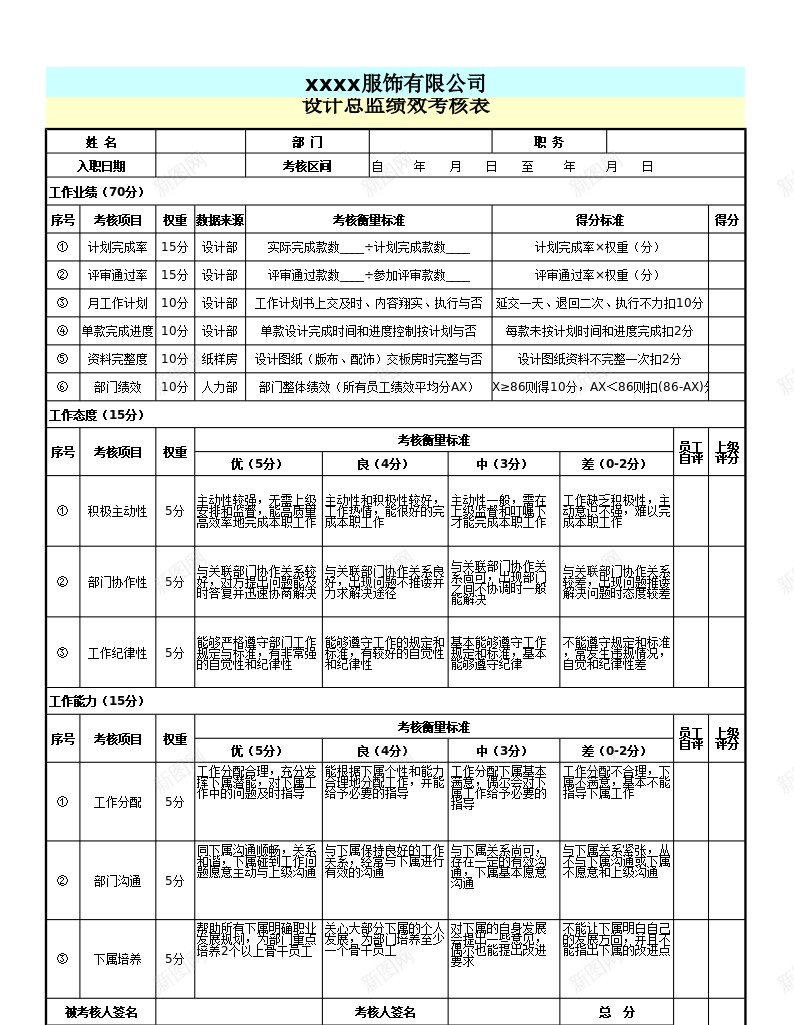 总监绩效考核表办公Excel_新图网 https://ixintu.com 总监 绩效 绩效考核PPT 考核表 设计