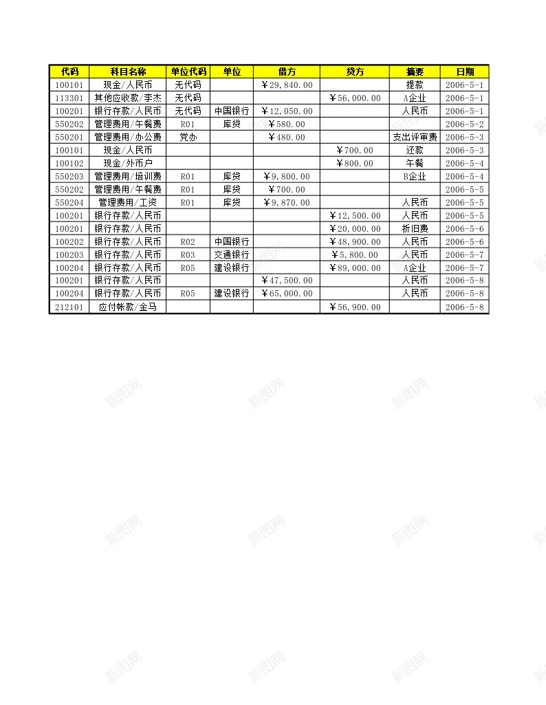 科目汇总表1办公Excel_新图网 https://ixintu.com 汇总表 科目