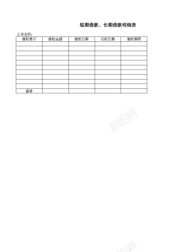 应用模板借款明细表Excel图表模板