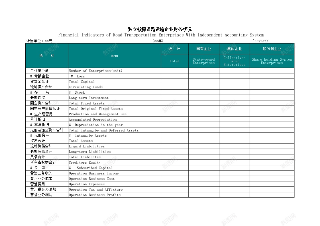 独立核算道路运输企业财务状况办公Excel_新图网 https://ixintu.com 状况 独立核算 财务 运输企业 道路