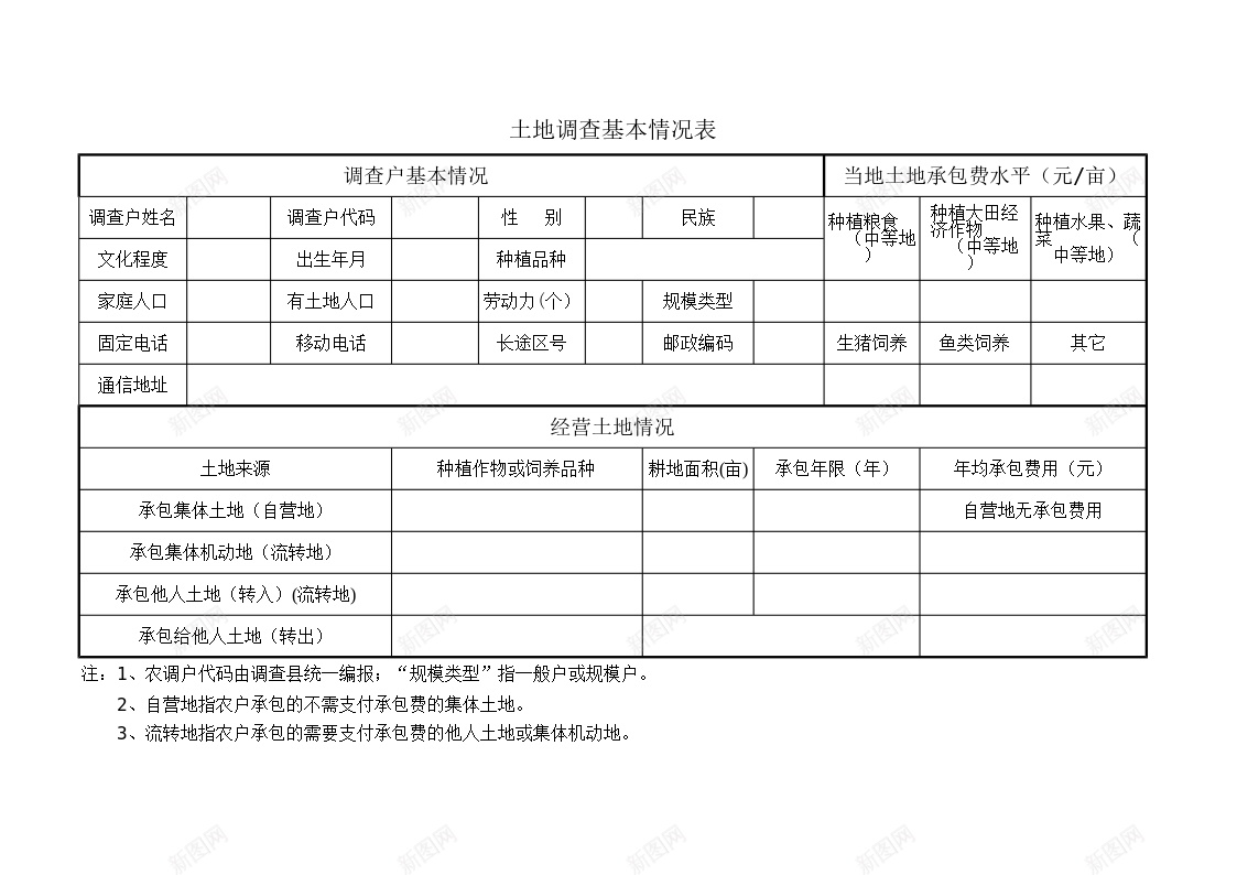 土地调查基本情况表办公Excel_新图网 https://ixintu.com 土地 基本 基本情况 情况表 调查