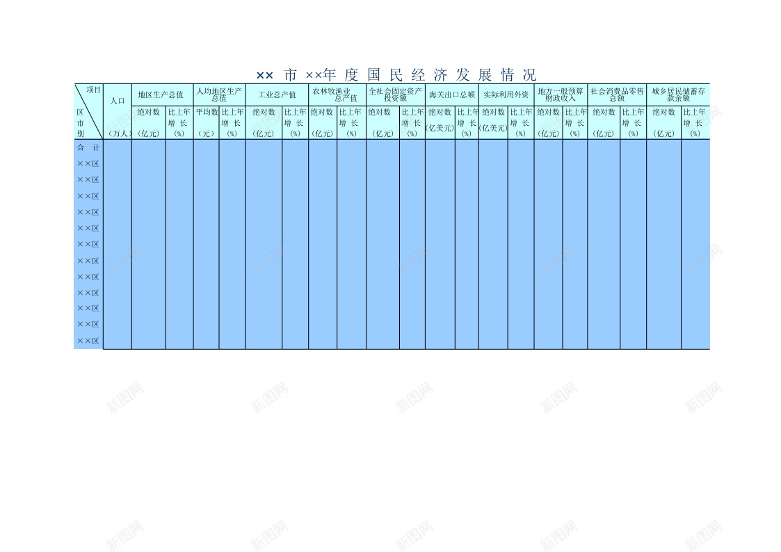 年度国民经济发展情况办公Excel_新图网 https://ixintu.com 国民 年度 情况 经济发展