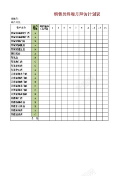 销售销售员终端月拜访计划表