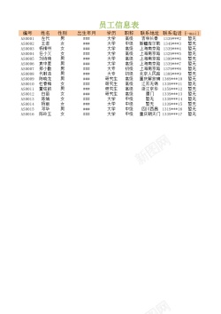 员工胸牌员工信息表