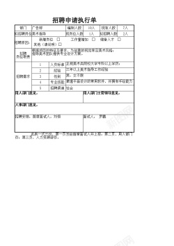 咖啡店招聘招聘申请执行单