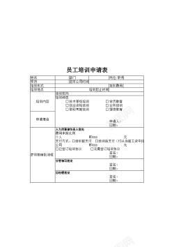 企业内部培训员工培训申请表