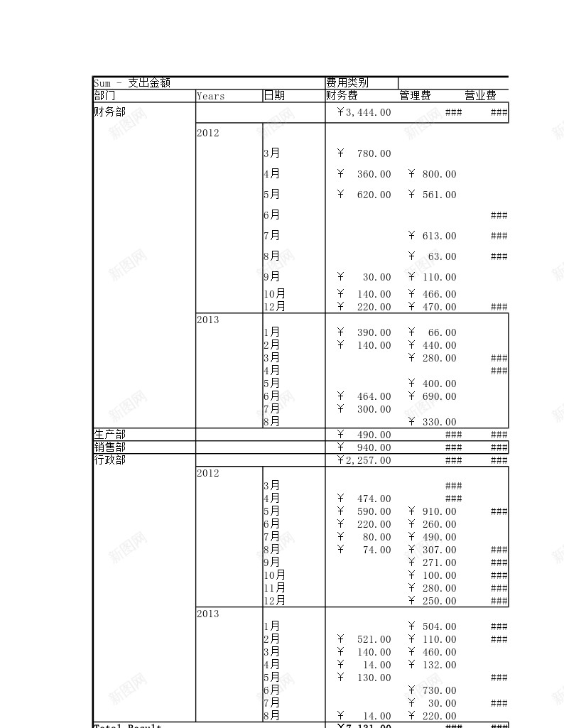 日常费用年结算表办公Excel_新图网 https://ixintu.com 日常 结算 费用