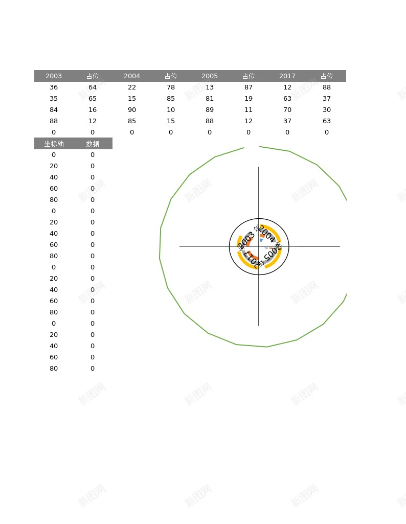 四边圆环图办公Excel_新图网 https://ixintu.com 四边 圆环图