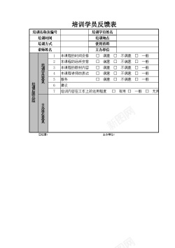 开课培训培训学员反馈表