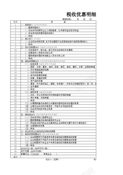 优惠大促税收优惠明细表