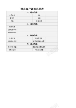 矢量图表潜在客户调查总结表