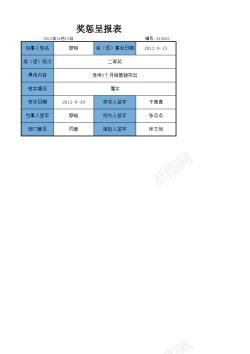 表中奖惩呈报表