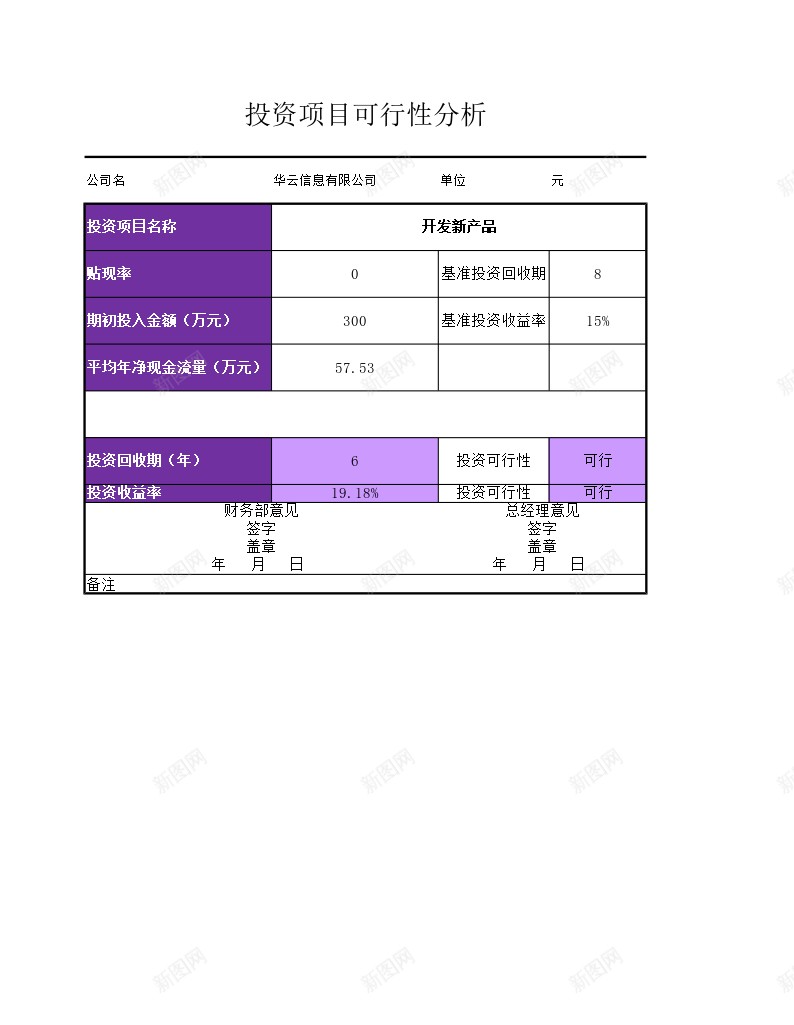 投资静态指标评价模型办公Excel_新图网 https://ixintu.com 投资 指标 模型 评价 静态