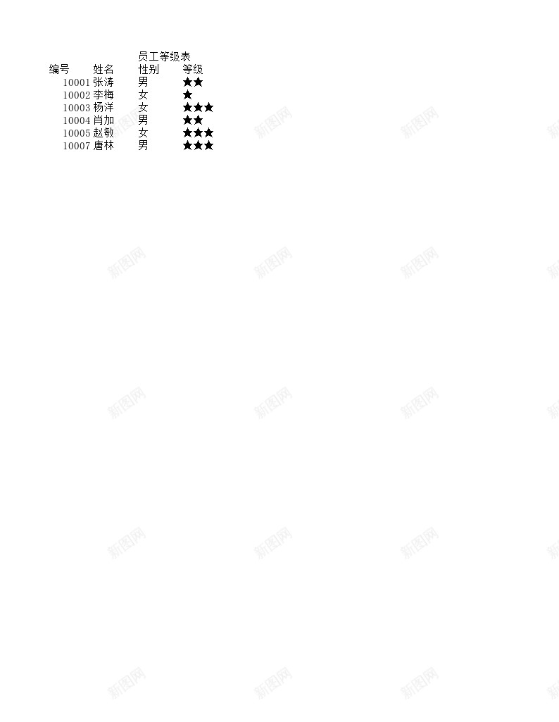 员工等级表办公Excel_新图网 https://ixintu.com 员工 等级