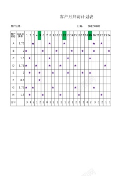 计划本客户月拜访计划表