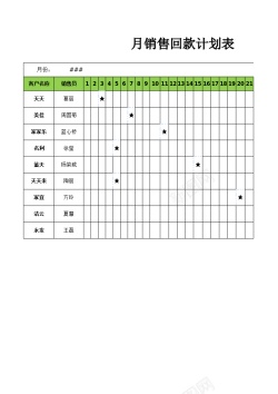 计划本月销售回款计划表