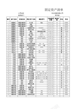 固定资产清单