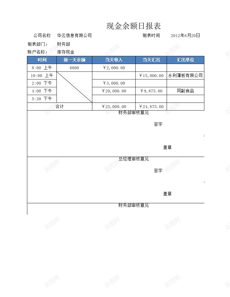 现金余额日报表办公Excel_新图网 https://ixintu.com 余额 日报表 现金