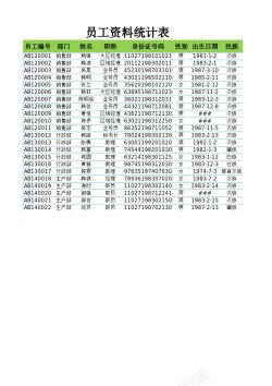 资料员工资料查询表