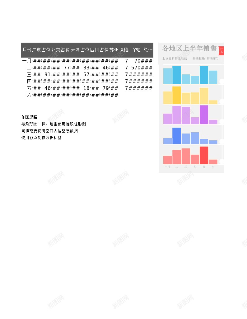 14多段式柱形图办公Excel_新图网 https://ixintu.com 柱形图 段式