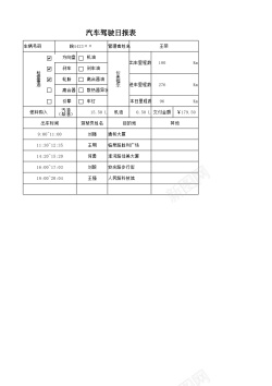 汽车正面汽车驾驶日报表