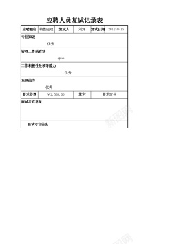 it人员应聘人员复试记录表