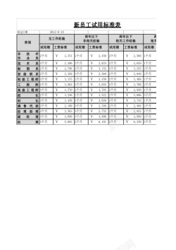 psd新员工试用标准表