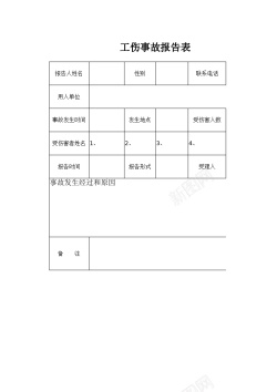 报告工伤事故报告表