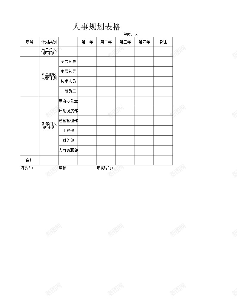 人事规划表办公Excel_新图网 https://ixintu.com 人事 规划